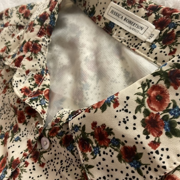 Jessica Robertson Women’s XXS Preppy Prairie Floral White Casual Shirt Dress - Picture 6 of 10